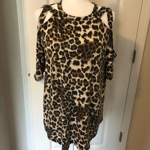 Leopard Top with Shoulder Cut Out